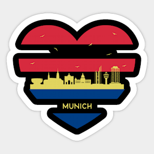 Germany Skyline cityscape Heart Shape Birds Flying Munich Sticker